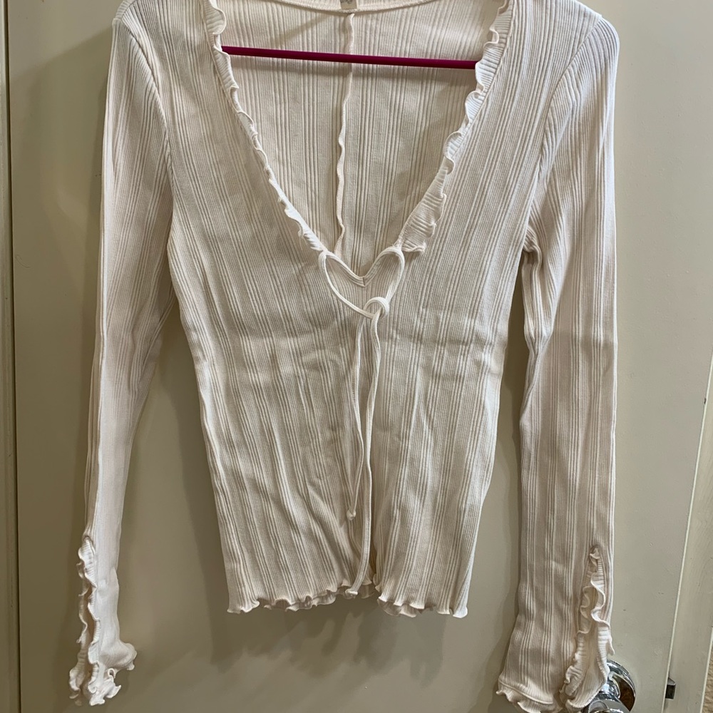 Free People intimate loungewear with scallop cuffs and sides
